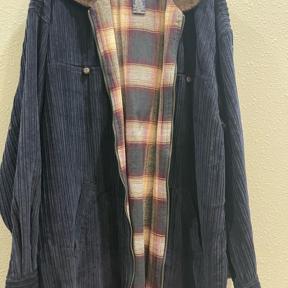Denim&Co Black Corduroy Jacket with Plaid Lining